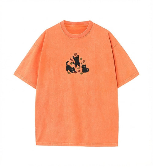 Black Cats and Fall Leaves Tee